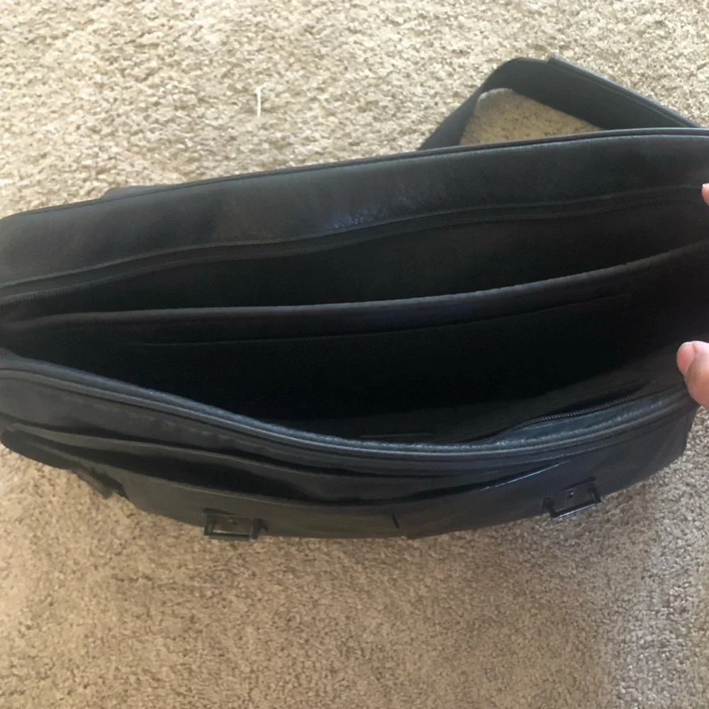 Black leather Tumi Laptop bag